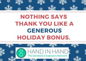 Graphic text reads: Nothing says thank you like a generous holiday bonus