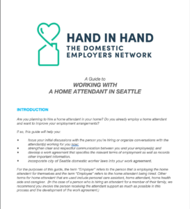 Screen Shot of opening page ofSeattle Home Attendant Work Agreement