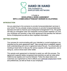 Screenshot of CA Home Attendant Work Agreement