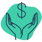 Graphic of hands holding a dollar sign