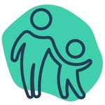 Graphic of an adult and a child holding hands