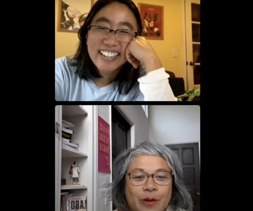Screenshot from discussion live of Stacy Kono and Angela Garbes. 