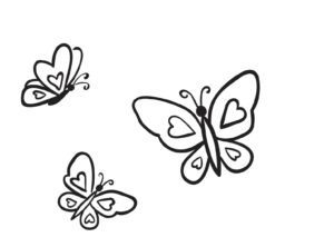 Outlines of three butterflies